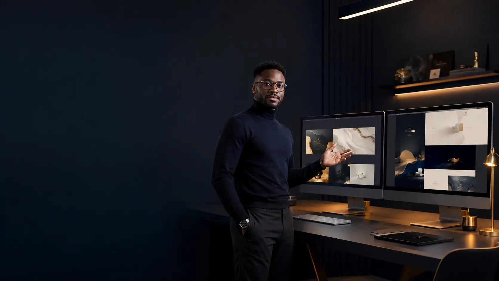 Designer presenting polished digital work